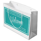 ターコイズアウトオブタウンゲストウェルカム結婚ズ ラージペーパーバッグ (裏面アングル)
