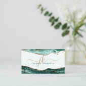 ターコイズアガテフェイク金ゴールドグリッターモノグラムスクリプト 名刺 (スタンド正面)