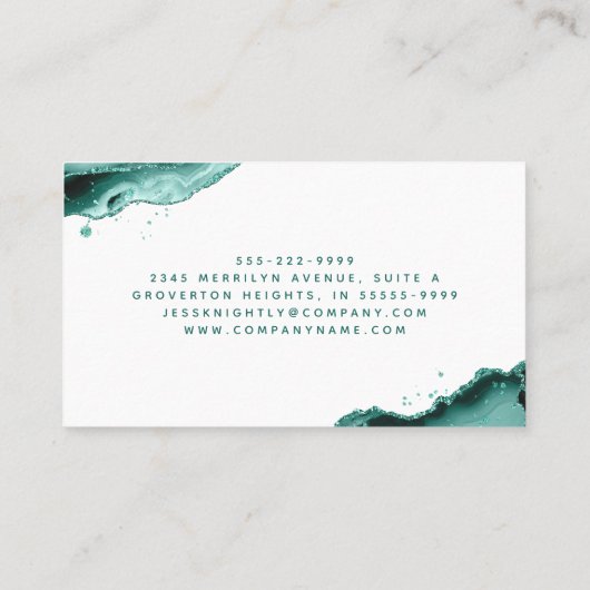 ターコイズアガートグリッターモノグラムスクリプト 名刺 (裏面)