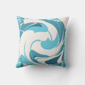 ターコイズアクアオフホワイトスワーリングフローラデザイン クッション (裏面)