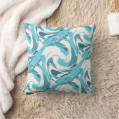 ターコイズアクアオフホワイト対角フローラ回転 クッション (ブランケット)