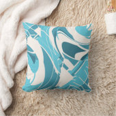 ターコイズアクアオフホワイト渦巻き幾何形状 クッション (ブランケット)