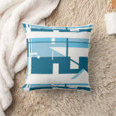 ターコイズアクアオンホワイト水平南西ルック クッション (ブランケット)