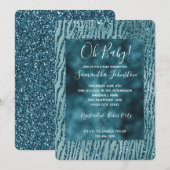 ターコイズアクアグリッターゼブラプリント 招待状 (正面/裏面)
