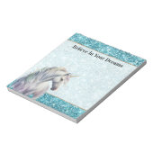 ターコイズアクアグリッツグリッターユニコーン ノートパッド (回転)