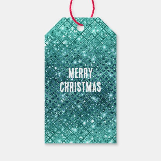 ターコイズアクアグリーンスパークル ギフトタグ (正面)