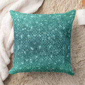 ターコイズアクアグリーンスパークル クッション (ブランケット)