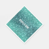 ターコイズアクアグリーンスパークル スタンダードランチョンナプキン (角)