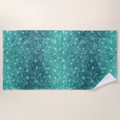 ターコイズアクアグリーンスパークル ビーチタオル (正面)