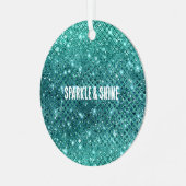 ターコイズアクアグリーンスパークル メタルオーナメント (正面左)
