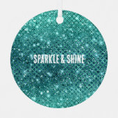 ターコイズアクアグリーンスパークル メタルオーナメント (正面)