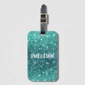 ターコイズアクアグリーンスパークル ラゲッジタグ (正面縦)