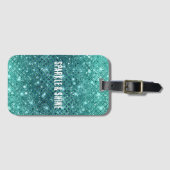 ターコイズアクアグリーンスパークル ラゲッジタグ (正面横)