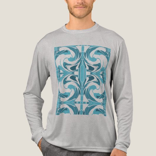 ターコイズアクアスワリングモザイク地中海のルック トライブレンドＴシャツ (正面)