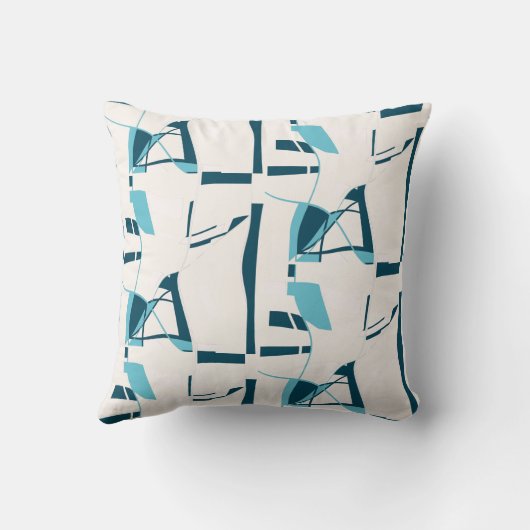 ターコイズアクアツアーリングラインプリントオンオフホワイト クッション (裏面)