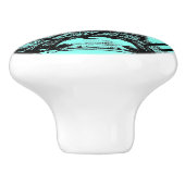 ターコイズアクアティール(緑がかった色)スクリプトパリエッフェルタワー セラミックノブ (側面)