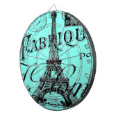ターコイズアクアティール(緑がかった色)スクリプトパリエッフェルタワー ダーツボード (正面右)