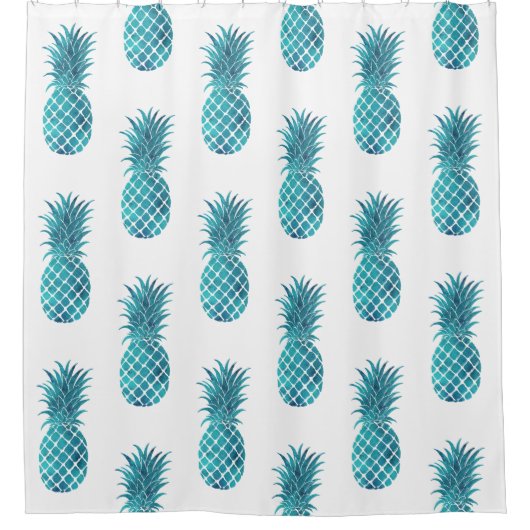 ターコイズアクアトロピカルパイナップル シャワーカーテン (正面)
