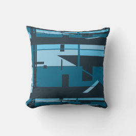 ターコイズアクアネイビーサウスウエストアートモザイクインスパイアレザイク クッション