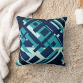 ターコイズアクアネイビーディアゴナル幾何デザイン クッション (ブランケット)