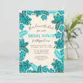 ターコイズアクアハイビスカストロピカルブライダルシャワー招待状 招待状 (スタンド正面)