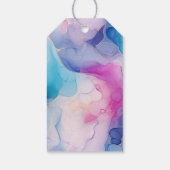 ターコイズアクアパープルピンクマーブル誕生日 ギフトタグ (裏面)