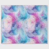 ターコイズアクアパープルピンクマーブル誕生日 ラッピングペーパー (フラット)