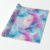 ターコイズアクアパープルピンクマーブル誕生日 ラッピングペーパー (アンロールド)