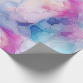 ターコイズアクアパープルピンクマーブル誕生日 ラッピングペーパー (角)