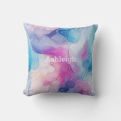 ターコイズアクアパープルピンクマーブル クッション (正面)