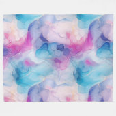 ターコイズアクアパープルピンクマーブル フリースブランケット (正面(横))