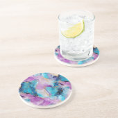 ターコイズアクアパープル金ゴールドマーブル コースター (側面)