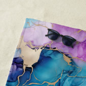 ターコイズアクアパープル金ゴールドマーブル ビーチタオル (インサイチュ)