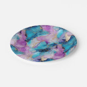 ターコイズアクアパープル金ゴールドマーブル ペーパープレート (アングル)
