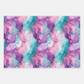 ターコイズアクアパープル金ゴールドマーブル ラッピングペーパーシート (正面3)