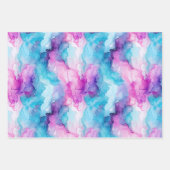 ターコイズアクアパープル金ゴールドマーブル ラッピングペーパーシート (正面2)