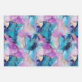 ターコイズアクアパープル金ゴールドマーブル ラッピングペーパーシート (正面)