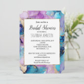 ターコイズアクアパープル金ゴールドマーブル 招待状 (スタンド正面)