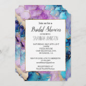 ターコイズアクアパープル金ゴールドマーブル 招待状 (正面/裏面)