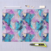 ターコイズアクアパープル金ゴールドマーブル 薄葉紙 (クラフト)