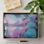 ターコイズアクアパープル金ゴールドマーブル 薄葉紙 (ギフト)