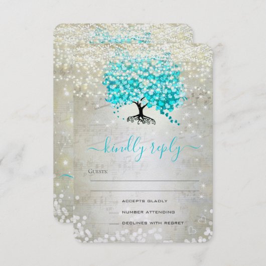 ターコイズアクアフェアリータールライトアンドスター結婚ズ 出欠カード (正面/裏面)