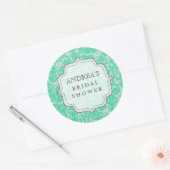 ターコイズアクアブライダルシャワーデザートラベルラベル ラウンドシール (封筒)