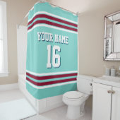 ターコイズアクアブルゴーニュWhtストライプスポーツジャージー シャワーカーテン (インサイチュ)