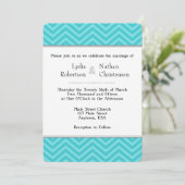 ターコイズアクアブルーシェブロン結婚式招待状 招待状 (スタンド正面)