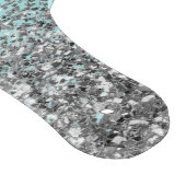 ターコイズアクアブルーシルバーグリッターガーリーモノグラム名前 カッティングボード (角)