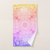 ターコイズアクアブルーフローラルパターン バスタオルセット (ハンドタオル)