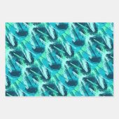 ターコイズアクアブルーブラシ ラッピングペーパーシート (正面)