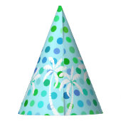 ターコイズアクアブルーライムグリーン水玉模様パターン パーティーハット (裏面)