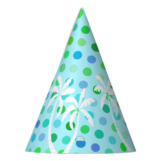 ターコイズアクアブルーライムグリーン水玉模様パターン パーティーハット (左)